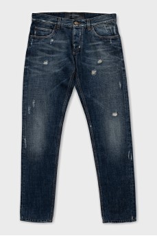 Men's blue tapered fit jeans