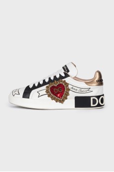 Leather Portofino sneakers with patches