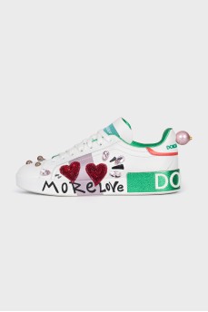 Leather sneakers with Portofino decor
