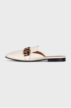 White leather mules