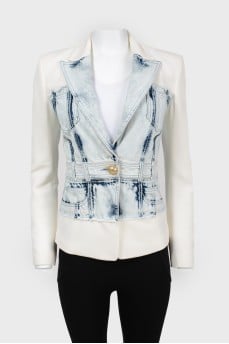 Fitted jacket with jeans insert with tag