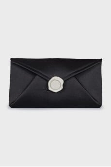 Textile clutch with brand logo