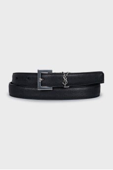 Leather belt with logo