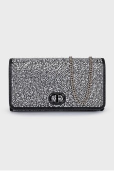 Eco-leather crossbody with rhinestones