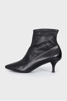 Black leather ankle boots with heels