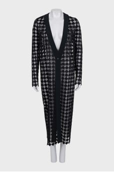 Semi-transparent straight-cut cardigan