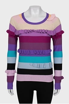 Merino wool jumper with ruffles