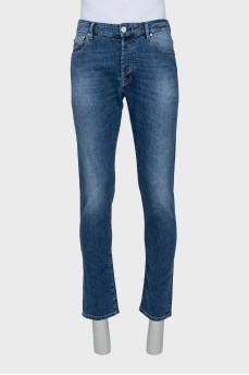 Men's straight-leg jeans with silver hardware