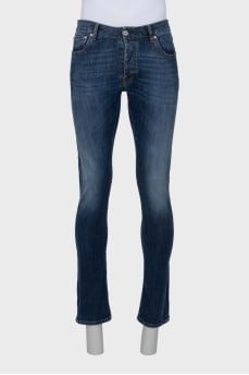 Men's straight-leg blue jeans