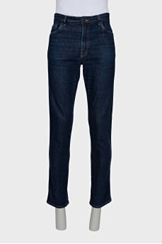 Men's blue straight-leg jeans