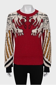 Red sweater with a print