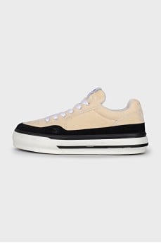 Beige velvet sneakers