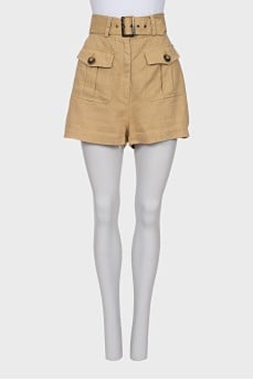 Shorts with patch pockets and a belt