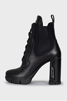 Leather boots with high heels
