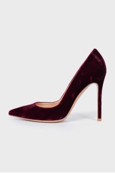 Velvet stiletto pumps