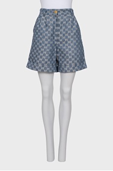 Linen shorts with signature monogram