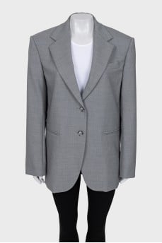 Straight-cut wool jacket with buttons