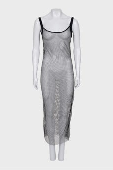 Mesh dress with rhinestones