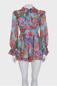 Fitted jumpsuit with ruffles