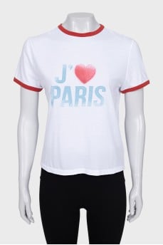 Straight T-shirt with contrast trim