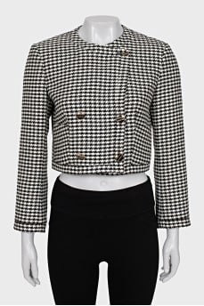 Cropped jacket in houndstooth print