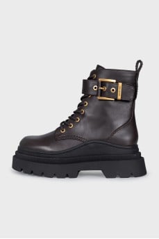 Brown leather boots