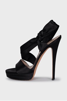 Satin high heel sandals