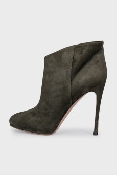 Green suede ankle boots