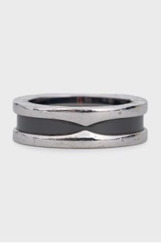 Silver ring with black ceramics B.zero1