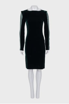 Velvet dress with sheer inserts