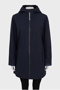Blue parka with insulated hood