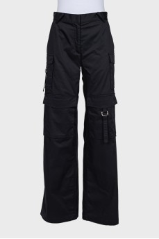 Wide black trousers with patch pockets