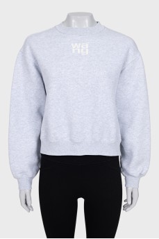 Gray oversized sweatshirt with logo