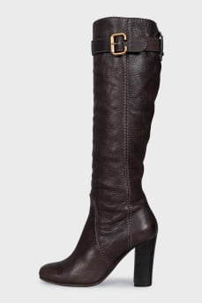 Brown leather boots