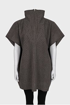 Houndstooth print wool cape