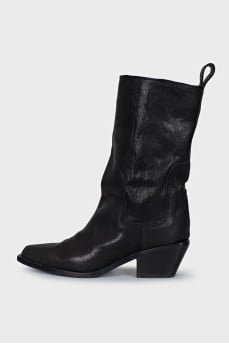 Leather Cossack boots with heels