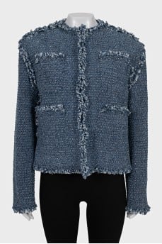 Loose-fitting jacket with hooks and tag