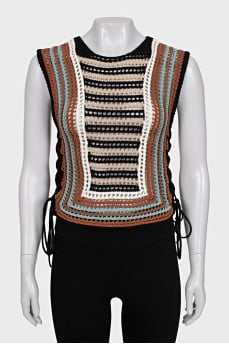 Knitted top with lacing