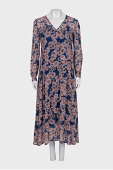 Blue floral print dress with tag