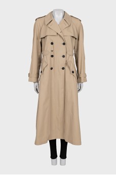 Beige double-breasted trench coat