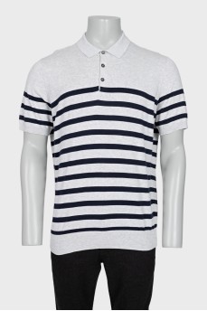 Men's striped button-down polo shirt