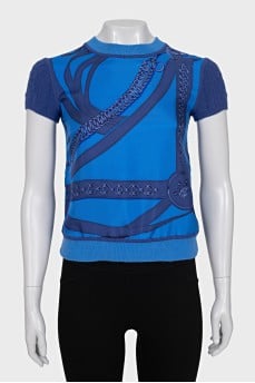 Silk and wool T-shirt with print