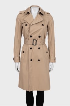 Двобортний тренч бежевого кольору