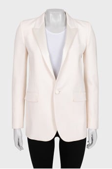 Wool jacket with satin lapels