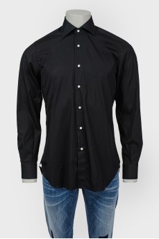 Men's black shirt with white buttons