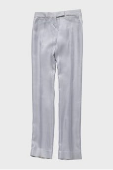 Silver trousers with creases