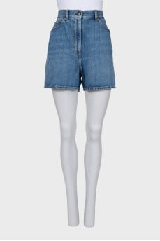 Denim shorts with branded decor