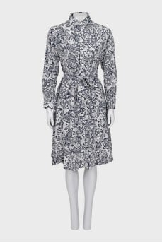 Silk dress with black print