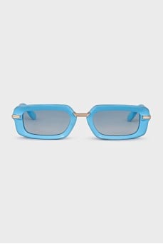 Narrow sunglasses with blue frames