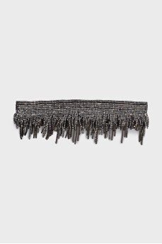 Silver choker with rhinestone fringe